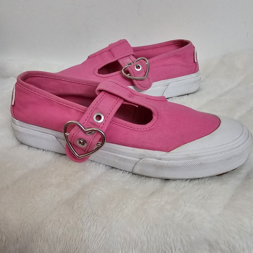Vans Style 93 Retro Pink Mary Jane Heart Buckle Lug Sole Sneakers US M-6 W-7.5 - Picture 12 of 12